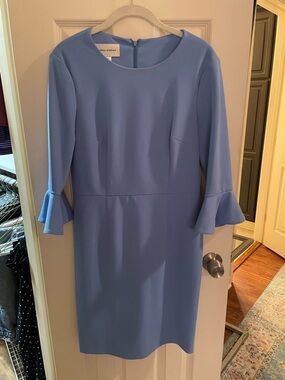 Donna Morgan Periwinkle Sheath Dress with Ruffle Cuffs